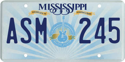 MS license plate ASM245