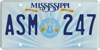 MS license plate ASM247