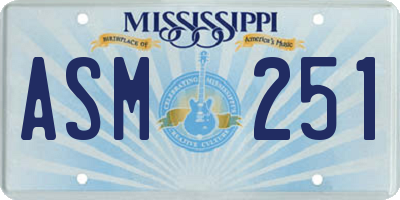MS license plate ASM251
