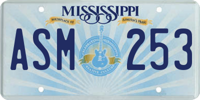 MS license plate ASM253
