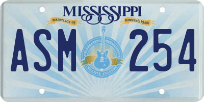 MS license plate ASM254