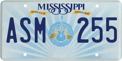 MS license plate ASM255