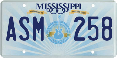 MS license plate ASM258