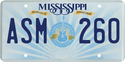 MS license plate ASM260