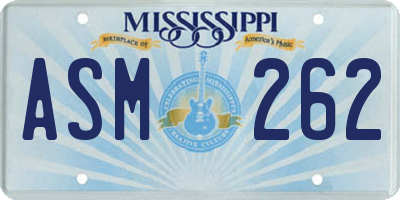 MS license plate ASM262