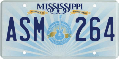 MS license plate ASM264