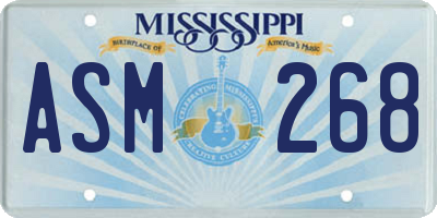 MS license plate ASM268