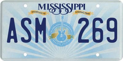 MS license plate ASM269