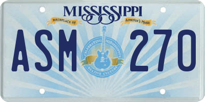 MS license plate ASM270