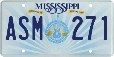 MS license plate ASM271