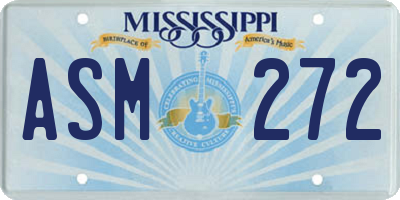 MS license plate ASM272