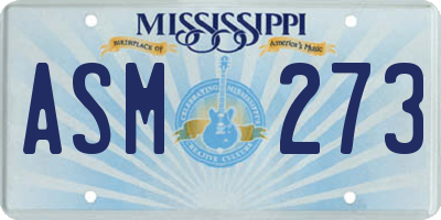 MS license plate ASM273