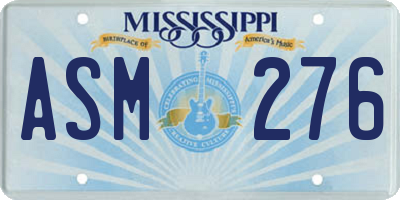 MS license plate ASM276