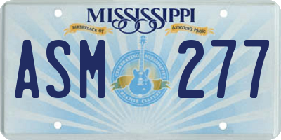 MS license plate ASM277
