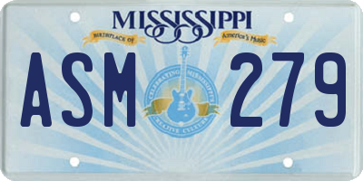 MS license plate ASM279