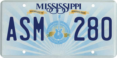 MS license plate ASM280
