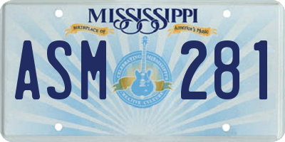MS license plate ASM281
