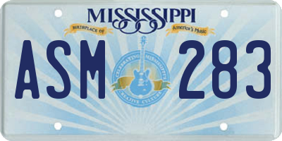 MS license plate ASM283