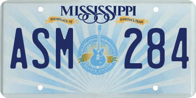 MS license plate ASM284