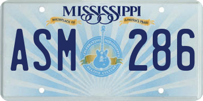 MS license plate ASM286