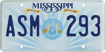 MS license plate ASM293
