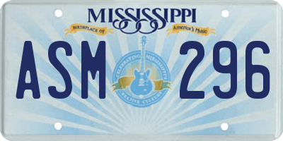 MS license plate ASM296