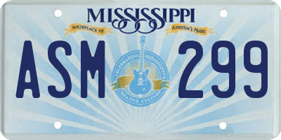 MS license plate ASM299