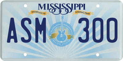 MS license plate ASM300