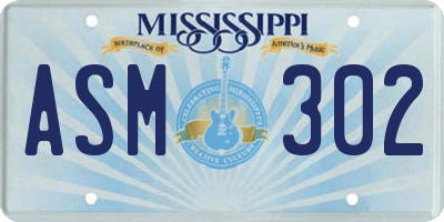 MS license plate ASM302