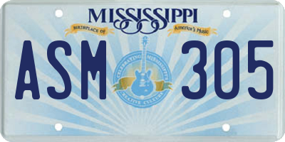 MS license plate ASM305