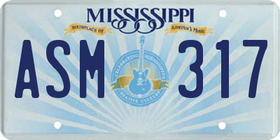 MS license plate ASM317