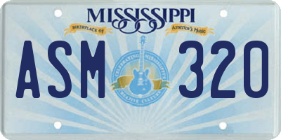 MS license plate ASM320
