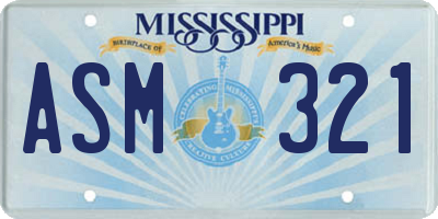 MS license plate ASM321