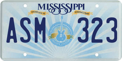 MS license plate ASM323