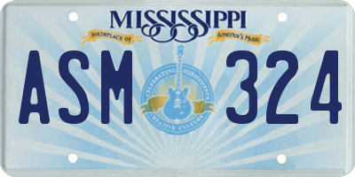 MS license plate ASM324
