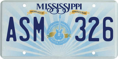 MS license plate ASM326
