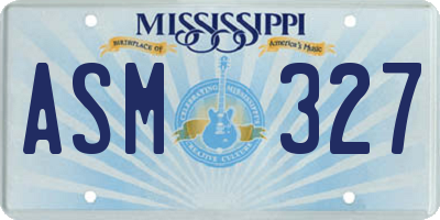 MS license plate ASM327