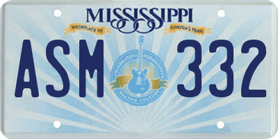MS license plate ASM332