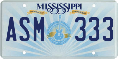 MS license plate ASM333