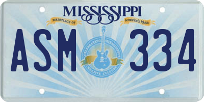 MS license plate ASM334