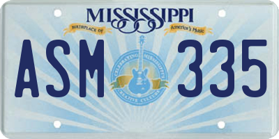 MS license plate ASM335