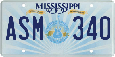 MS license plate ASM340