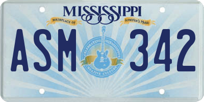 MS license plate ASM342