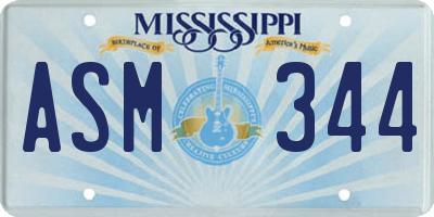 MS license plate ASM344
