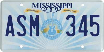 MS license plate ASM345