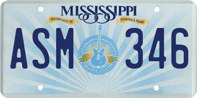 MS license plate ASM346