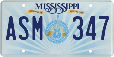 MS license plate ASM347