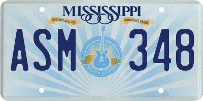 MS license plate ASM348