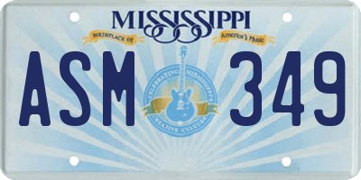 MS license plate ASM349