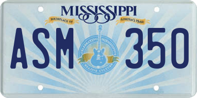 MS license plate ASM350